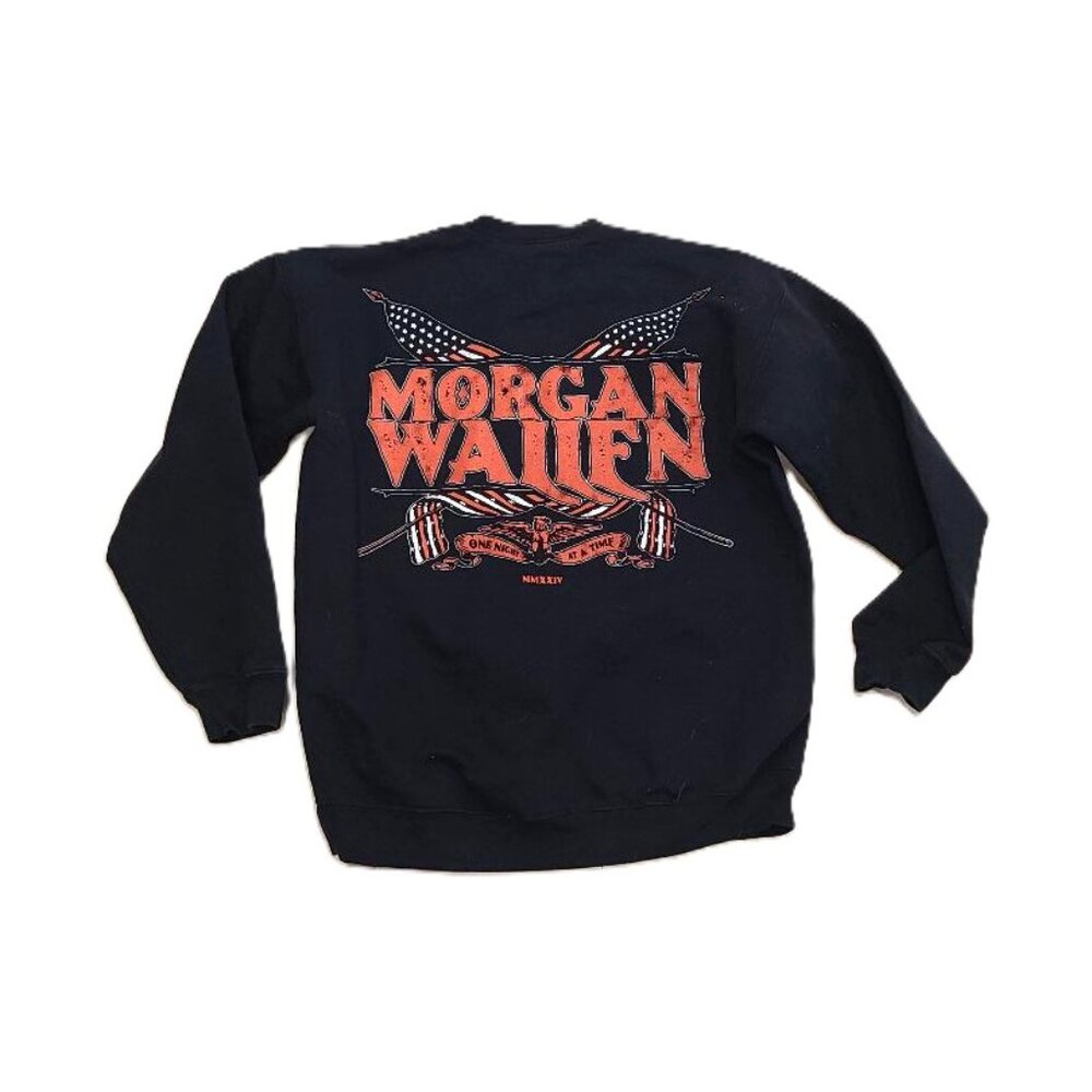 Morgan Wallen Crewneck Sweatshirt M Black One Night at a Time Tour Concert